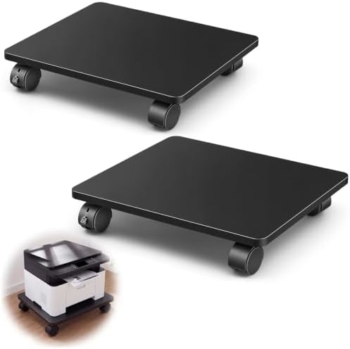 Beeveer 2 Pcs Black Under Desk Printer Stand 15.8 x 13.8 x 3.2 Inches by Beeveer