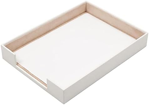 MOOGCO White Leather Desk Set - Pad, Note Paper & Pen Holder - Coaster - Accessories & Organizer - Office Storage, White - Image 5