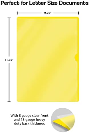 Yellow Vinyl Folders, Heavy Duty Plastic Folders with Clear Front Pocket, Doctor Stuff, Letter Size L-Type Document Holder for Home, Office and Medical, Pack of 100 - Image 3