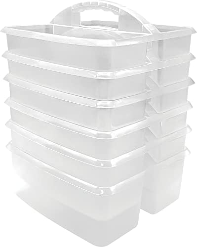 Teacher Created Resources Clear Portable Plastic Storage Caddy 6-Pack for Classrooms, Kids Room, and Office Organization, 3 Compartments by TeacherCreatedResourcesOS