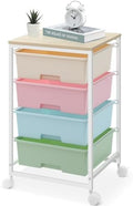 Utility Cart with 4 Drawers, Rolling Storage Cart with Drawers, Rainbow by SYKIARIOL