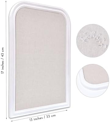Bulletin Board with Linen, 17x13 inches Bulletin Board with White Wood Style Frame, Decorative Hanging Pin Board Vision Board Message Board for Office School Home Decor(2R&2S,L-4333,1p) - Image 2