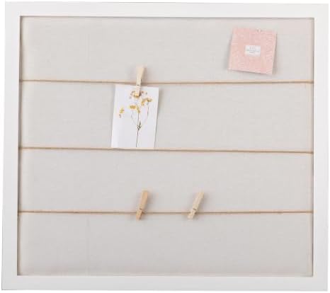 SOFE Large White Linen Bulletin Board, 28 x 32 Wood Framed Memo Board - Image 2