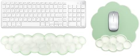 Gel Cloud Keyboard and Mouse Wrist Rest, Cute Wrist Support and Arm Support Rest for Typing Pain Relief，Suitable for Office/Computer/Laptop/Gaming Set-Green by KEPUTAIER