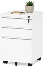 Fully Assembled 3-Drawer Mobile File Cabinet with Lock, Under Desk Storage by Omelaza