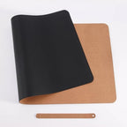 Leather Office Desk Mat Large Cork Computer Mouse Pad, Desk Protector Non-Slip Writing Pad for Office Home Decor(Black,120x50cm) by Unknown
