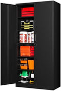 MIIIKO Metal Storage Cabinet with Lock, 72" Tall Black Garage Storage Cabinets with Doors and Shelves, Metal Locker for Home Office,Garage, Industrial, Commercial, Workshop(Black) by MIIIKOOfficeFurniture