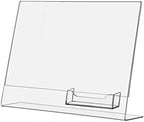 Marketing Holders 6 Pack Acrylic Sign Holder for 11" x 8.5" Signs with 3.5" x 2" Appointment Card Slot Clear Slanted Side Load Display for Counters in Reception Areas Lobbies and Business Offices by MarketingHolders