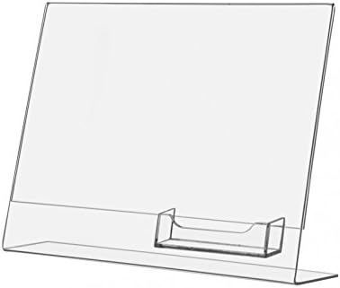 Marketing Holders 6 Pack Acrylic Sign Holder for 11" x 8.5" Signs with 3.5" x 2" Appointment Card Slot Clear Slanted Side Load Display for Counters in Reception Areas Lobbies and Business Offices by MarketingHolders