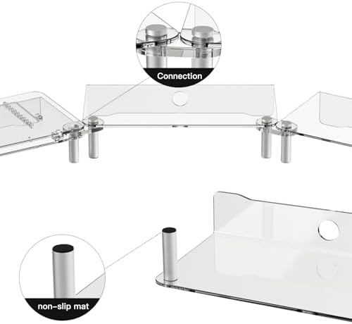 Clear Acrylic Dual Monitor Stand Riser,Laptop Riser Adjustable to 8 Angles - Image 5