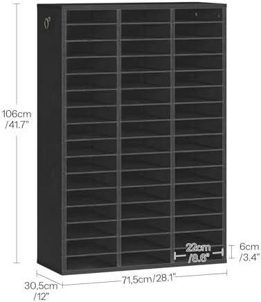 HOOBRO Literature Organizer, 48 Compartments Wooden Mail Organizer, Countertop Literature Sorter with Adjustable Shelves for Home, Office, School, Student Mailbox for Classroom, Black BK163WF01 - Image 3