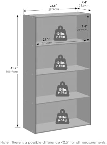 Furinno Reed Closet Organizers and Storage, 4-Tier Closet Organizer, Open Shelf Closet Storage, for Wardrobe, Bedroom, Living Room, Espresso - Image 2