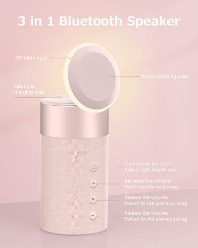 Bluetooth Speaker, Night Light, 15W Magnetic Fast Charging for Apple, Pink - Image 3