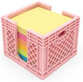 Mini Crate Sticky Note Holder Desk Organizer for Office, 2 Pack, pink by Unknown