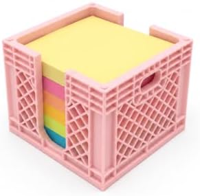 Mini Crate Sticky Note Holder Desk Organizer for Office, 2 Pack, pink by Unknown