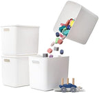 Yishyfier Plastic Storage Baskets Bins Boxes With Lids,Organizing Container White Storage Organizer Bins For Shelves Drawers Desktop Playroom Classroom Office,4-Pack by Yishyfier