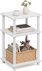 Furinno JUST Toolless 3-Tier Side Table, Open Shelf End Table, White by Furinno-FitsYourSpaceFitsYourBudget