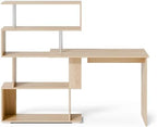 Mondeer Corner Desk, L Shaped Desk with Rotatable Storage Shelves, Oak - Image 7