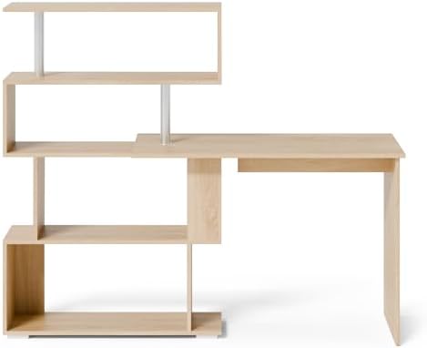 Mondeer Corner Desk, L Shaped Desk with Rotatable Storage Shelves, Oak - Image 7
