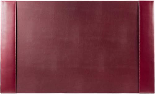 Burgundy Professional Leather Bonded Desk Blotter for Writing with Raised Edge Stitching - Office Desk Mat - Silver Meadow - Image 2