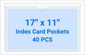 40 PCS Clear Self Adhesive Plastic Label Pockets, Top Loading Business & Library Index Card Holders, Peel and Stick Sleeves for Storage Bins, Totes, Binders and Drawers (17 x 11 Inch) by Kvatr-X