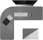 Chihein L-Shaped Desk Pad, Corner Desk Mat (49.2”+ 49.2”) x 15.7”, Computer Office Mouse pad Writing Table Pad for Home Office - Gray/White by Chihein