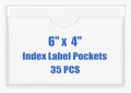 Origin-Joy 35 PCS Self Adhesive Index Card Pockets with Top Open, Clear Plastic Label Holder for Cards of Note, Library and Business, Adhesive Label Pockets & Card Holder (6 x 4 inch) by Origin-Joy