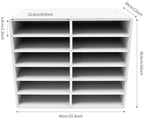 12 Slot Mail Sorter Organizer, Wood Literature Organizer Student Mailbox for Classroom, Desktop File Paper Storage Rack for Office Home School - 19.3" L×12”W×16“H (White, 12-Compartment-B) - Image 2