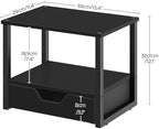 YATINEY Desktop Printer Stand, 2-Tier Printer Table with Non-Woven Drawer, Multi-Purpose Desk Organizer for Home Office, Under Desk Open Organizer Shelf, Black PS01BB - Image 6