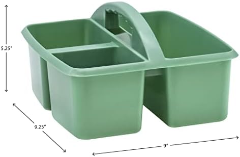 Teacher Created Resources Eucalyptus Green Portable Plastic Storage Caddy 6-Pack for Classrooms, Kids Room, and Office Organization, 3 Compartments - Image 3