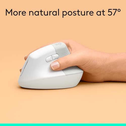 Logitech Lift Vertical Ergonomic Wireless Mouse - Off White - Image 3