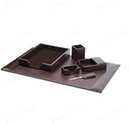 Dacasso Dark Brown Bonded Leather Luxury 6 Piece Desk Set - Blotter Pad & Desk Organization Essentials - Executive Decor and Surface Protector - Image 5