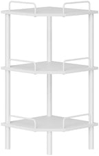 Tajsoon 3 Tier Corner Shelf Stand, Standing Corner Shelf Unit, White by Tajsoon