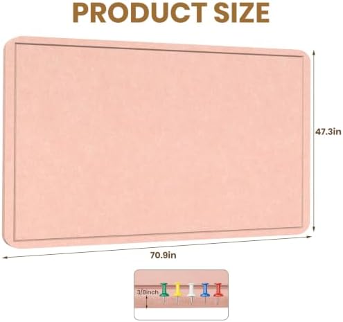 Large Bulletin Board 72" x 48" Felt Cork Board - Decor Pin Board, Pink - Image 3