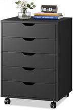 DEVAISE 5 Drawer File Cabinet, Wood Under Desk Drawers Chest Black by DEVAISE