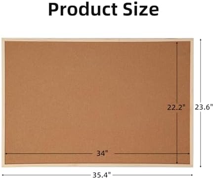 TooCust 24x36 Large Cork Board for Walls with Solid Wood Frame, Premium Double Sided Bulletin Board for Office & Home, Decorative Hanging Pin Notice Board, 1 Pack - Image 5