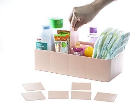 -Large Portable Caddy, DIY Dividers, 8 Compartments, School Home Business Organizer,Portable Basket with Handle Storage Organizer Modern Made in USA (4 PACK, Indie Pink) - Image 4