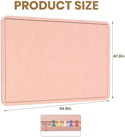 Extra Large Bulletin Board 96" x 48", Felt Pin Board, Pink - Image 3