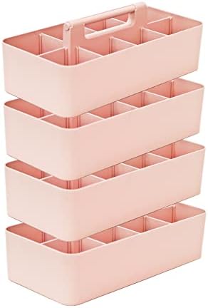 -Large Portable Caddy, DIY Dividers, 8 Compartments, School Home Business Organizer,Portable Basket with Handle Storage Organizer Modern Made in USA (4 PACK, Indie Pink) by EnjoyOrganizer
