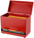 2Fold Pencil Dispenser for Classroom - Stainless Steel Bulk Pencil Holder for Desk - Includes Removable Label Stickers - Teacher Must Haves for Organization - Holds up to 200 Pencils (Red) by 2Fold