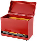 2Fold Pencil Dispenser for Classroom - Stainless Steel Bulk Pencil Holder for Desk - Includes Removable Label Stickers - Teacher Must Haves for Organization - Holds up to 200 Pencils (Red) by 2Fold