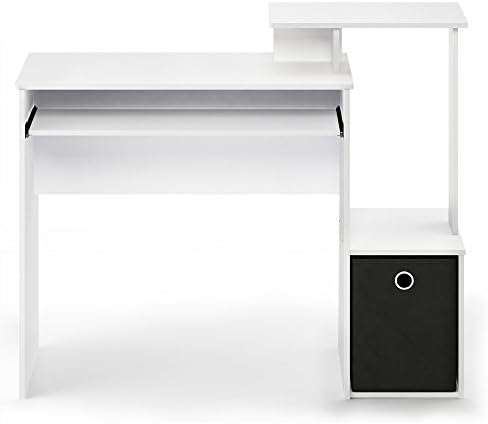 Furinno Econ Desk, 40-in Wide Gaming Desk with Keyboard Tray, Plain White - Image 7