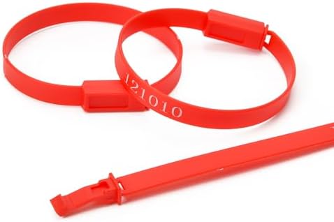 1000pcs Plastic Tamper Seals Numbered Security Shipping Tags, Slender Shape Container Ties Fixed Disposable Lock for Trailer Truck Cable (Red) - Image 4