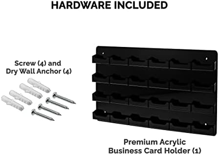Marketing Holders Wall Business Card Holder with Hanging Hardware for 3.5" x 2" Contact or Appointment Cards Medical Dental Corporate Offices Community Centers 24 Pockets Black Acrylic One Piece - Image 5
