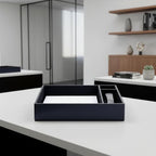 Dacasso Classic Black Leather Luxury Conference Room Organizer Tray - Executive Boardroom Table Decor and Office Accessory Desk Surface Protector - Image 4