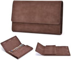 12 Suede Leather Fountain Pen Case Portfolio Divider Slot, Magnetic Closure by LanxiviDirect