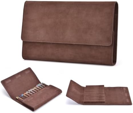 12 Suede Leather Fountain Pen Case Portfolio Divider Slot, Magnetic Closure by LanxiviDirect