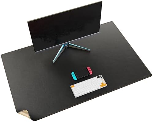 MAIDERN 43.3”x 27.5” Cork & Leather Desk Pad, Large Desk Mat (Black) by Maidern