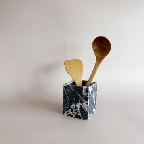 Natural Marble Stone Square Storage Container Empty Vessel Holder Cup for Candle/Pens/Sundries items (Calacatta Black) - Image 6
