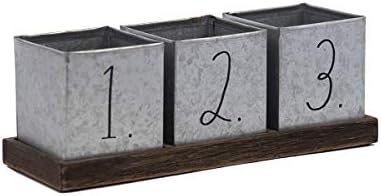 Rae Dunn Decorative Pencil Cup – Galvanized Steel Desktop Stationary Holder - 3 Compartment Organizer for Pens, Office, Home and Art Supplies - 1 2 3 Print - Rae Dunn by Designstyles - Image 2